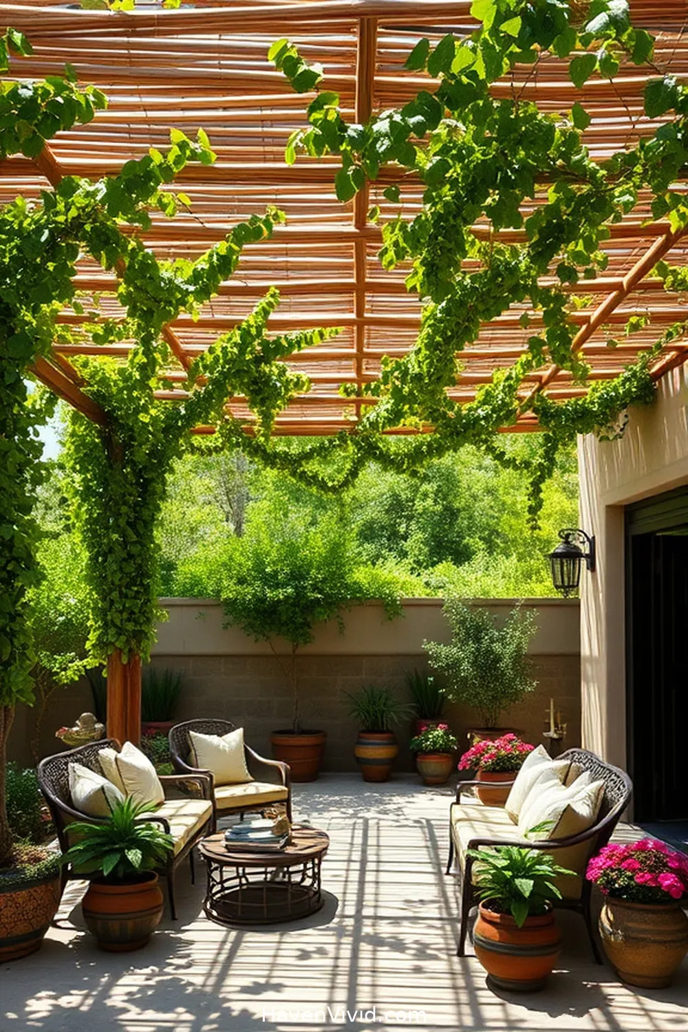 10 Artistic Ways of Using Bamboo in Outdoor Patio Spaces 6 Bamboo Pergolas: Adding Shade and Architectural Interest for 10 Artistic Ways of Using Bamboo in Outdoor Patio Spaces