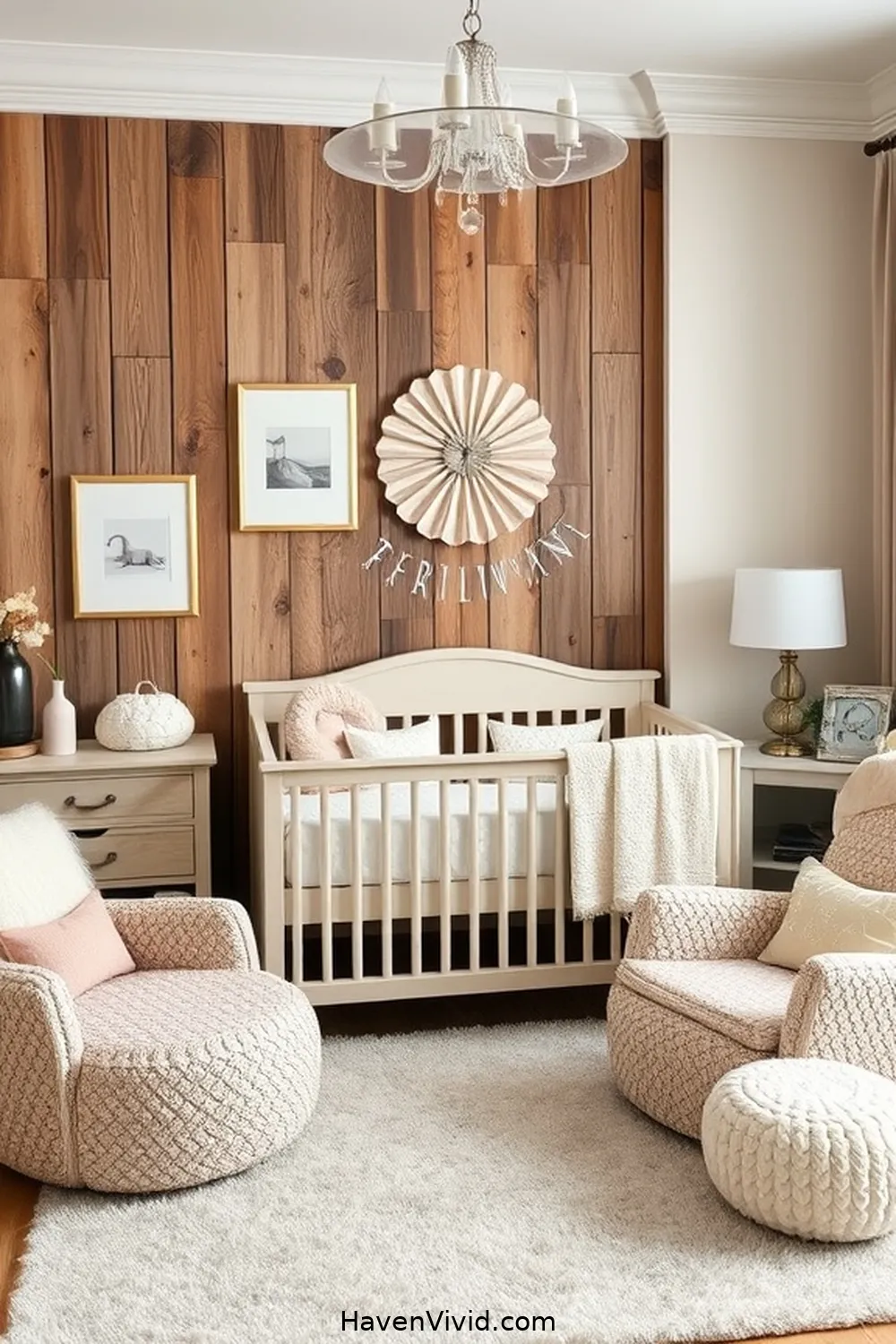 10 Chic Ways to Create a Glamorous Nursery Using Recycled Wood 3 Rustic Wood Accent Wall for 10 Chic Ways to Create a Glamorous Nursery Using Recycled Wood
