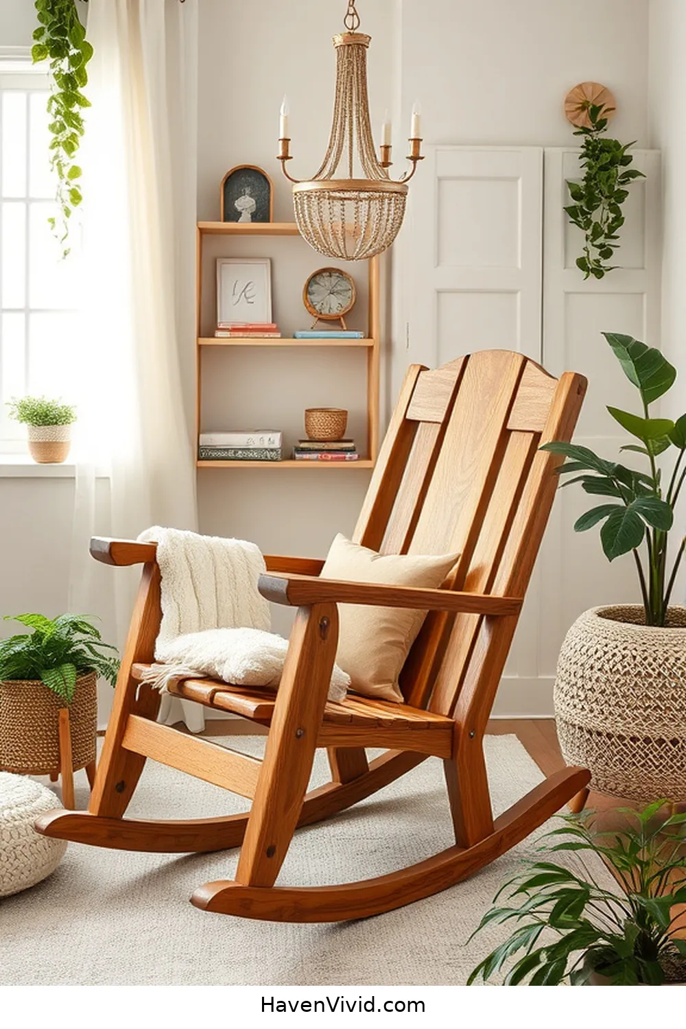 10 Chic Ways to Create a Glamorous Nursery Using Recycled Wood 6 Unique Wooden Rocking Chair for 10 Chic Ways to Create a Glamorous Nursery Using Recycled Wood