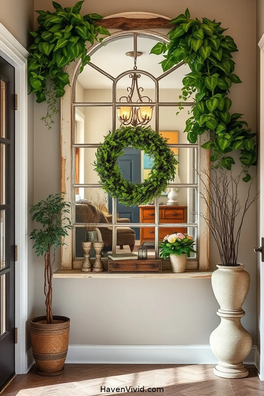 10 Creative Artistic Entryway Designs Using Reclaimed Materials 8 Salvaged Window Pane Mirror for 10 Creative Artistic Entryway Designs Using Reclaimed Materials
