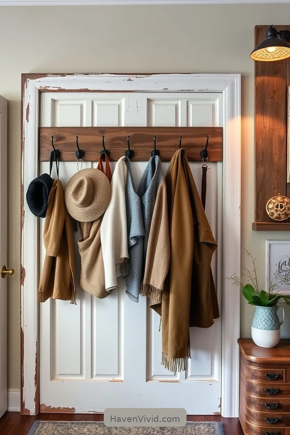 10 Creative Artistic Entryway Designs Using Reclaimed Materials 3 Vintage Door Frame Coat Rack for 10 Creative Artistic Entryway Designs Using Reclaimed Materials