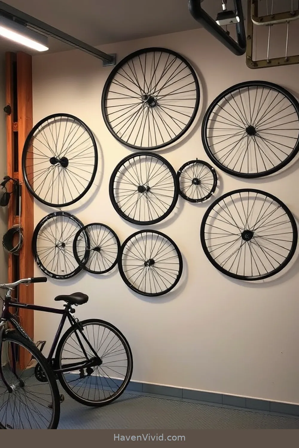 10 Creative Ways to Embrace a Minimalist Garage Lifestyle Using Reclaimed Materials 8 Bicycle Wheels as Decorative Accent Pieces for 10 Creative Ways to Embrace a Minimalist Garage Lifestyle Using Reclaimed Materials