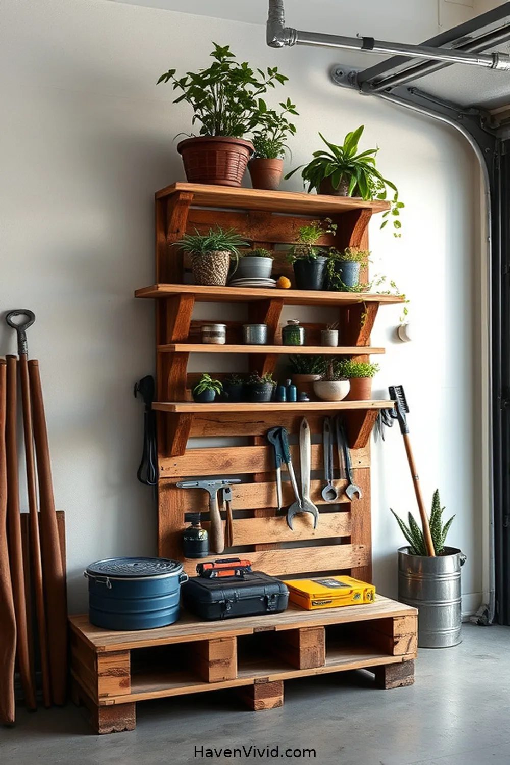 10 Creative Ways to Embrace a Minimalist Garage Lifestyle Using Reclaimed Materials 2 Upcycled Pallet Shelving for Storage Solutions for 10 Creative Ways to Embrace a Minimalist Garage Lifestyle Using Reclaimed Materials