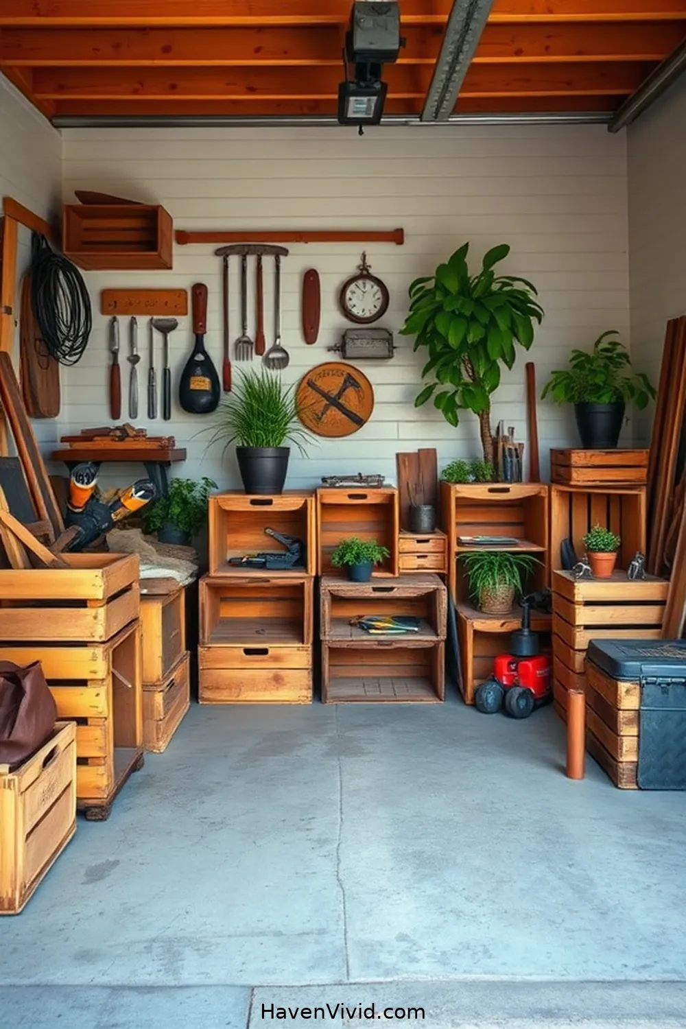 10 Creative Ways to Embrace a Minimalist Garage Lifestyle Using Reclaimed Materials 4 Vintage Crate Organizers for Easy Access for 10 Creative Ways to Embrace a Minimalist Garage Lifestyle Using Reclaimed Materials