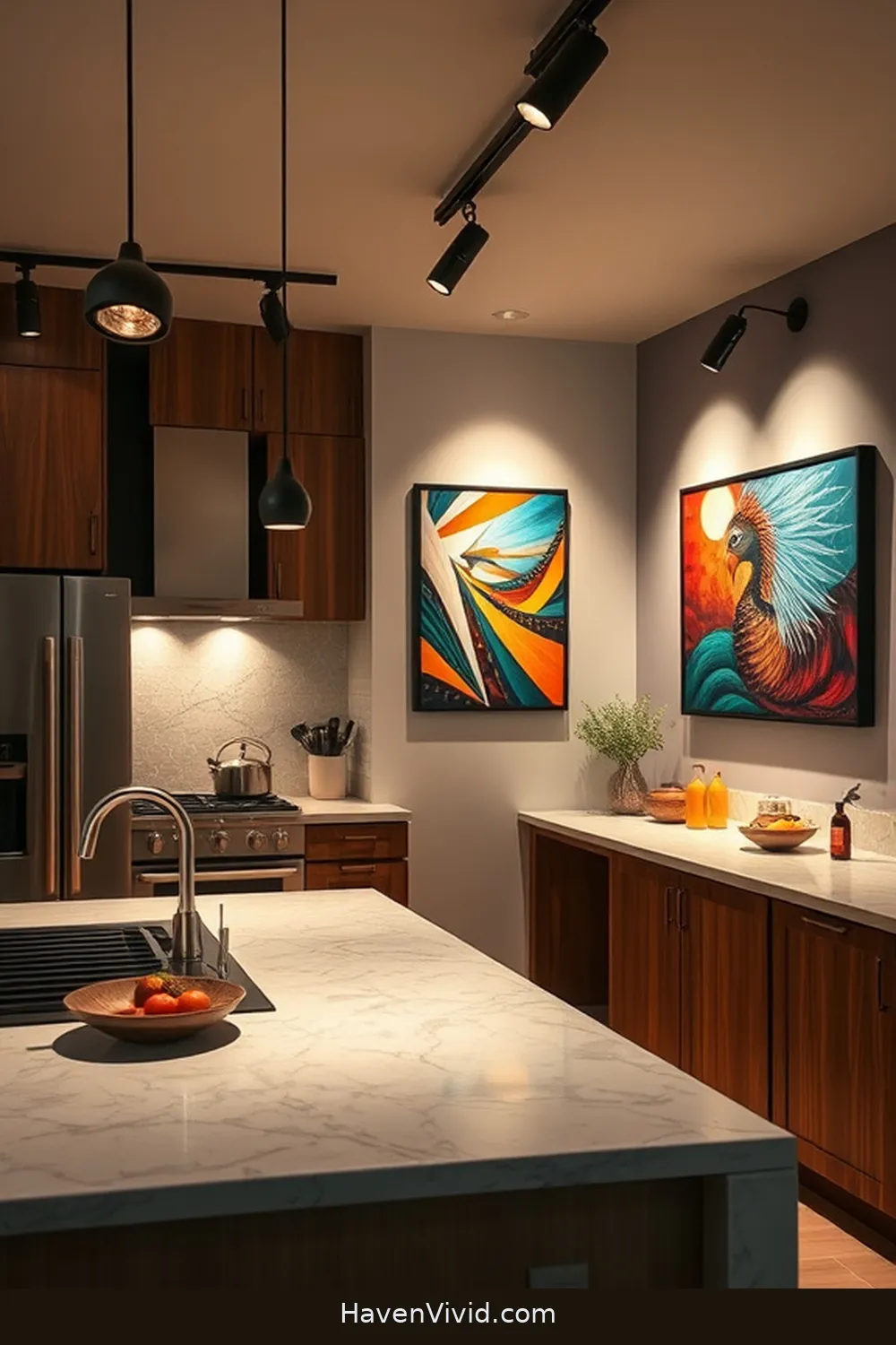 10 Ways to Brighten Urban Living Kitchens Using Solar-Powered Lights 5 Use Solar Spotlights for Artwork Display for 10 Ways to Brighten Urban Living Kitchens Using Solar-Powered Lights