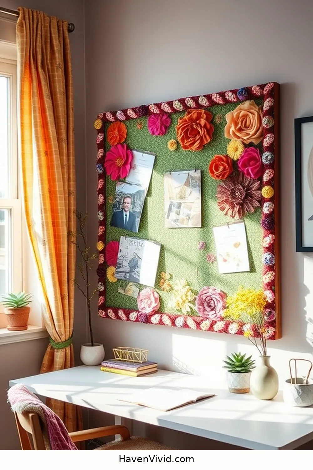 10 Ways to Create a Family-Friendly Living Home Office Using Upcycled Fabric 6 Craft a Unique Pinboard With Fabric Covering for 10 Ways to Create a Family-Friendly Living Home Office Using Upcycled Fabric