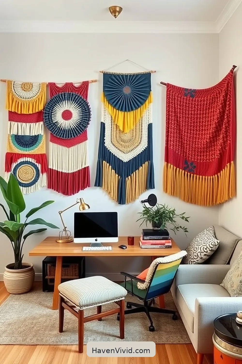 10 Ways to Create a Family-Friendly Living Home Office Using Upcycled Fabric 10 Incorporate Fabric Wall Hangings for Sound Absorption for 10 Ways to Create a Family-Friendly Living Home Office Using Upcycled Fabric