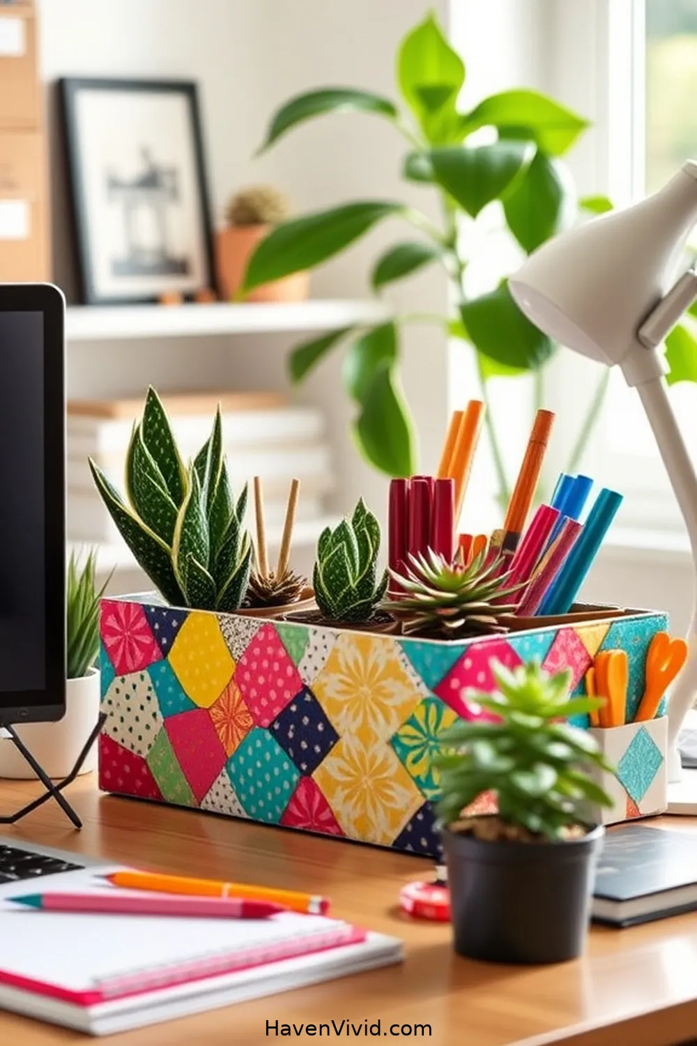 10 Ways to Create a Family-Friendly Living Home Office Using Upcycled Fabric 4 Make a Fun and Functional Desk Organizer for 10 Ways to Create a Family-Friendly Living Home Office Using Upcycled Fabric
