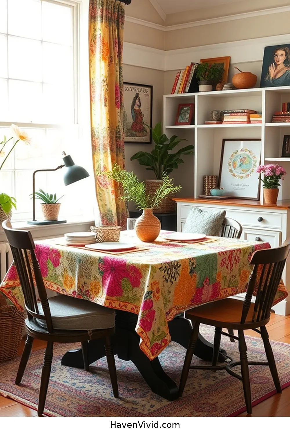 10 Ways to Create a Family-Friendly Living Home Office Using Upcycled Fabric 7 Sew Colorful Tablecloths for a Welcoming Workspace for 10 Ways to Create a Family-Friendly Living Home Office Using Upcycled Fabric