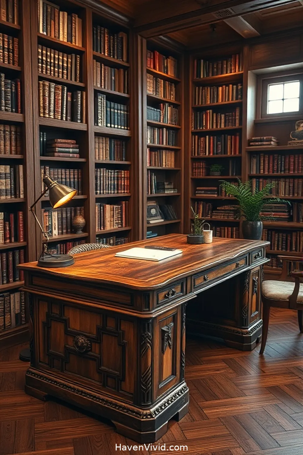 10 Ways to Create a Glamorous Library Using Recycled Wood 4 Build a Rustic Wood Desk for Your Library for 10 Ways to Create a Glamorous Library Using Recycled Wood