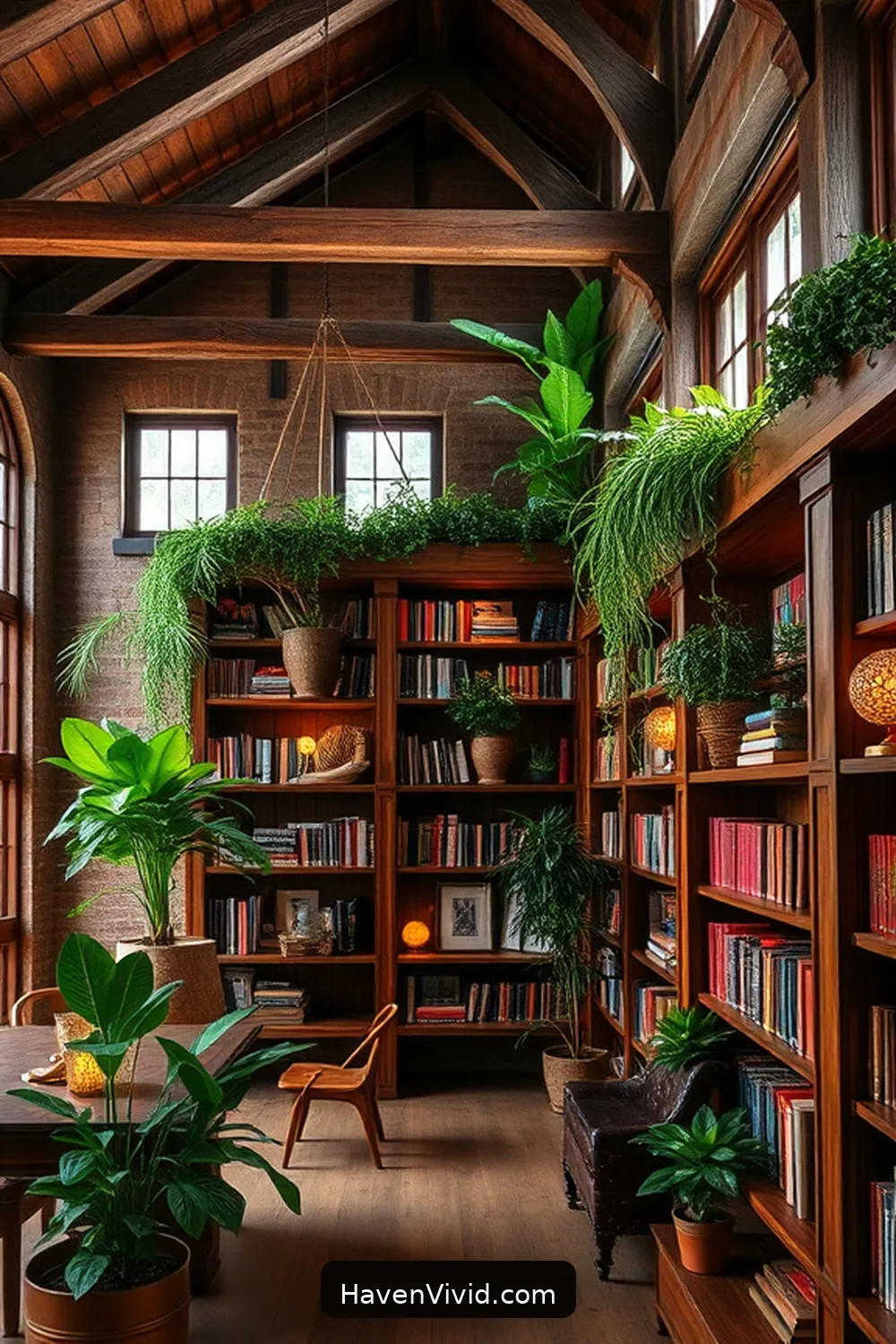 10 Ways to Create a Glamorous Library Using Recycled Wood 8 Use Old Barn Wood for Beautiful Beams and Shelving for 10 Ways to Create a Glamorous Library Using Recycled Wood