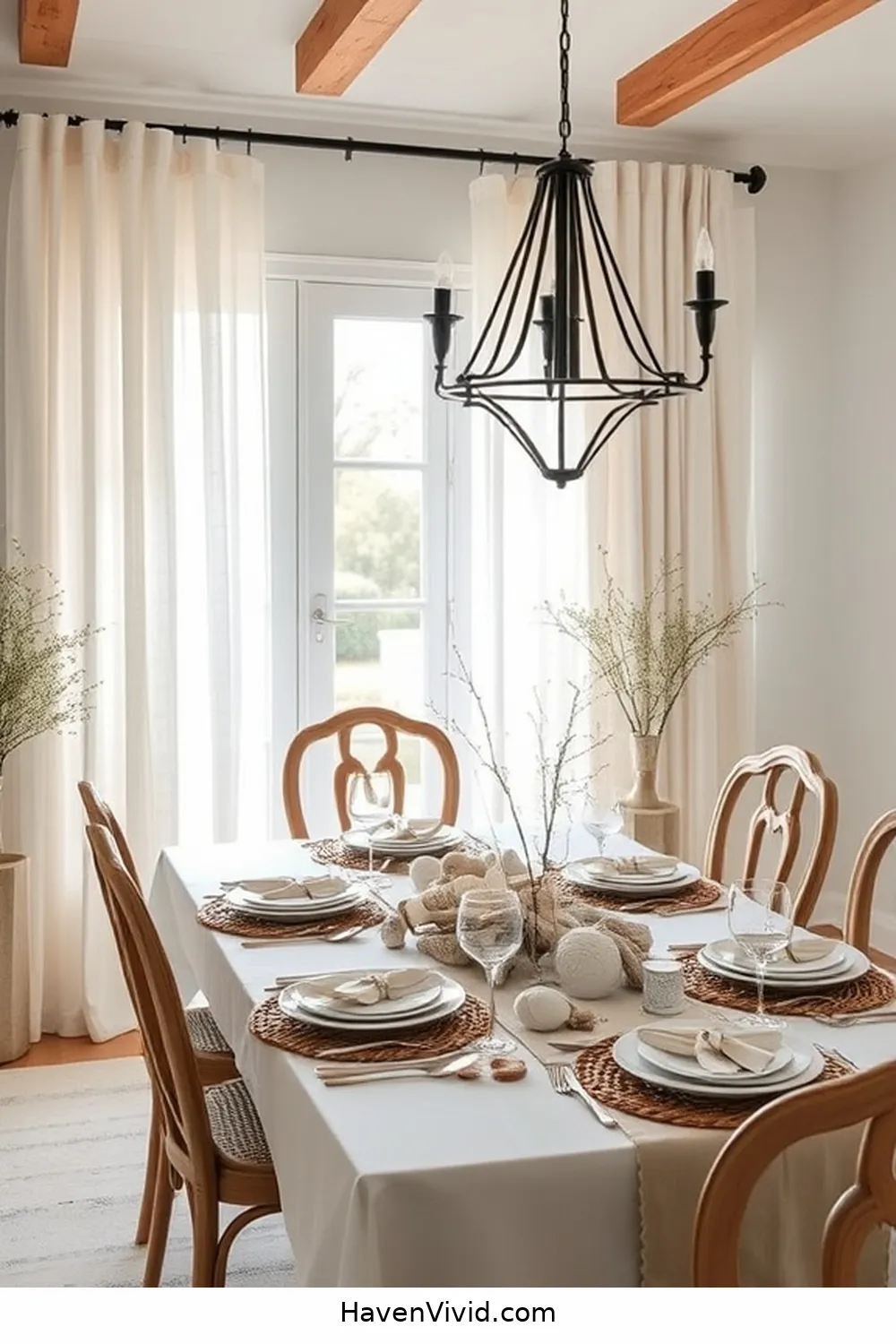 10 Ways to Embrace Coastal Living in Your Dining Room Using Natural Fibers 7 Opt for Linen Curtains for Soft Drapery for 10 Ways to Embrace Coastal Living in Your Dining Room Using Natural Fibers