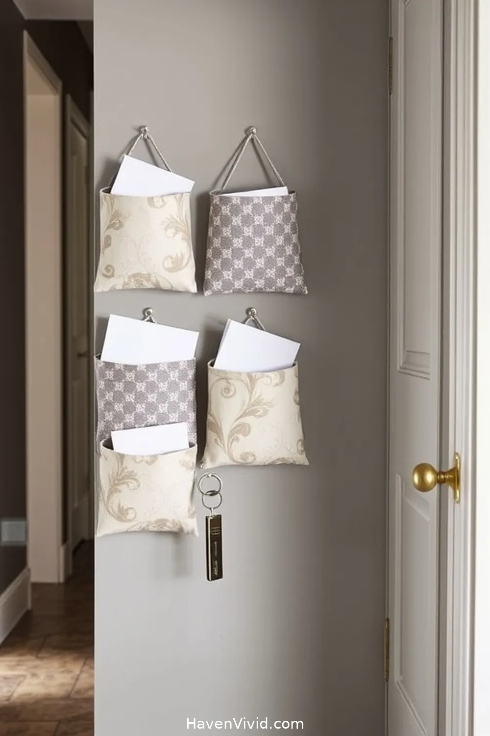 10 Ways to Embrace a Minimalist Lifestyle in Your Hallway Using Upcycled Fabric 6 Reusable Fabric Wall Pockets for Mail and Keys for 10 Ways to Embrace a Minimalist Lifestyle in Your Hallway Using Upcycled Fabric