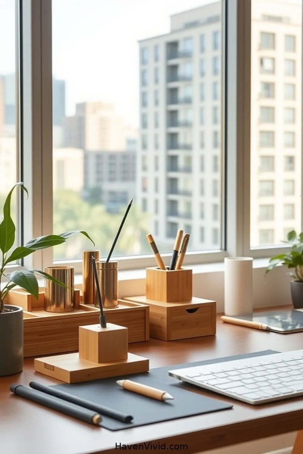 10 Ways to Use Bamboo in Your Urban Home Office 2 Bamboo Desk Accessories for a Natural Touch for 10 Ways to Use Bamboo in Your Urban Home Office