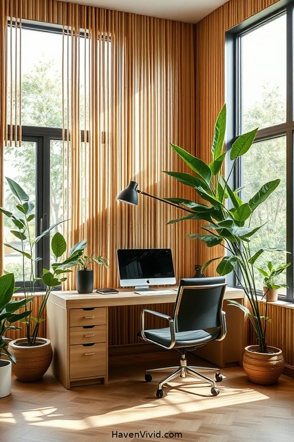 10 Ways to Use Bamboo in Your Urban Home Office 6 Creating a Calming Atmosphere With Bamboo Wall Panels for 10 Ways to Use Bamboo in Your Urban Home Office