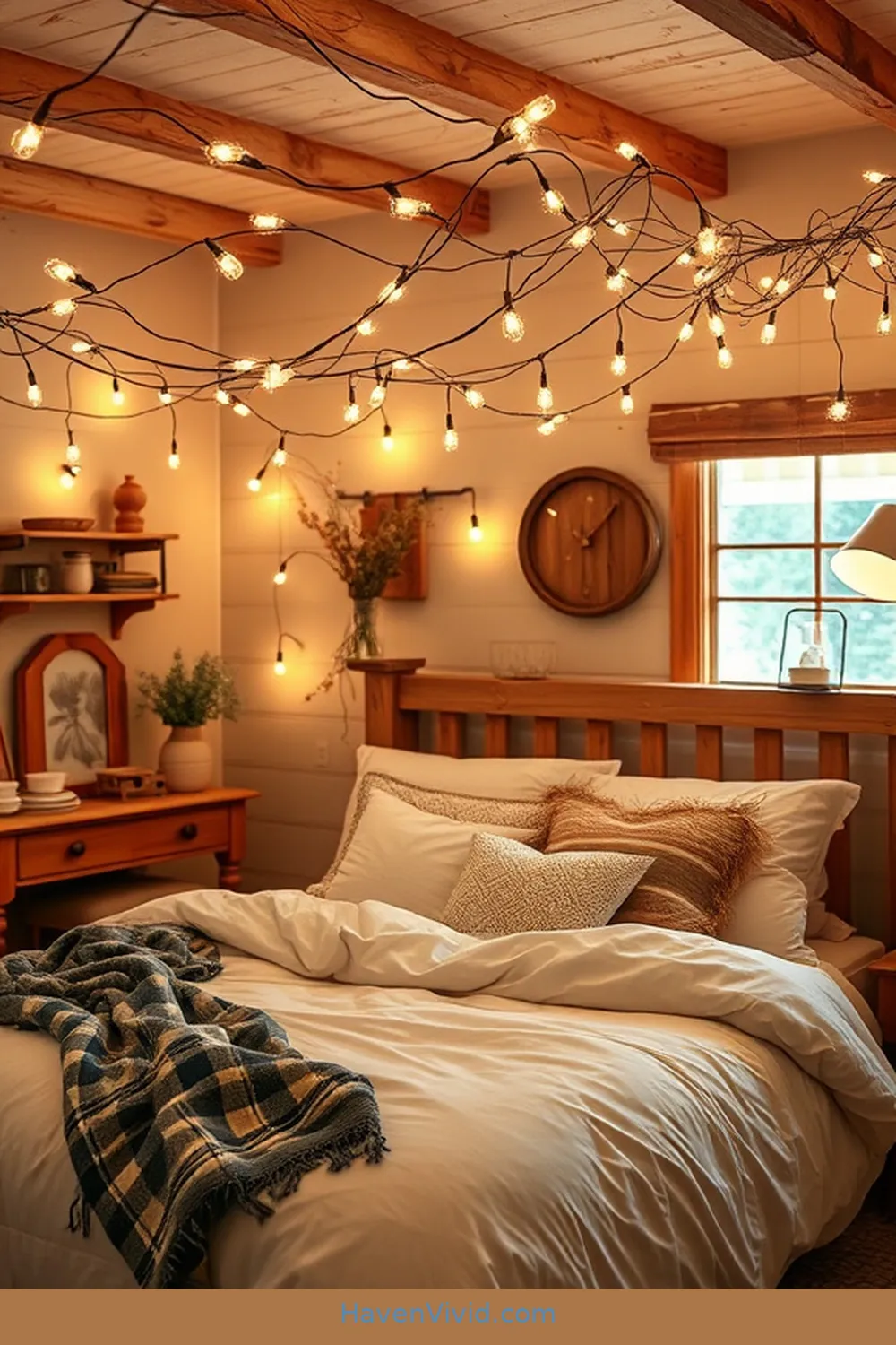 10 Ways to Use Solar-Powered Lights for Farmhouse Bedroom Living 3 Hang Solar String Lights Above the Bed for 10 Ways to Use Solar-Powered Lights for Farmhouse Bedroom Living