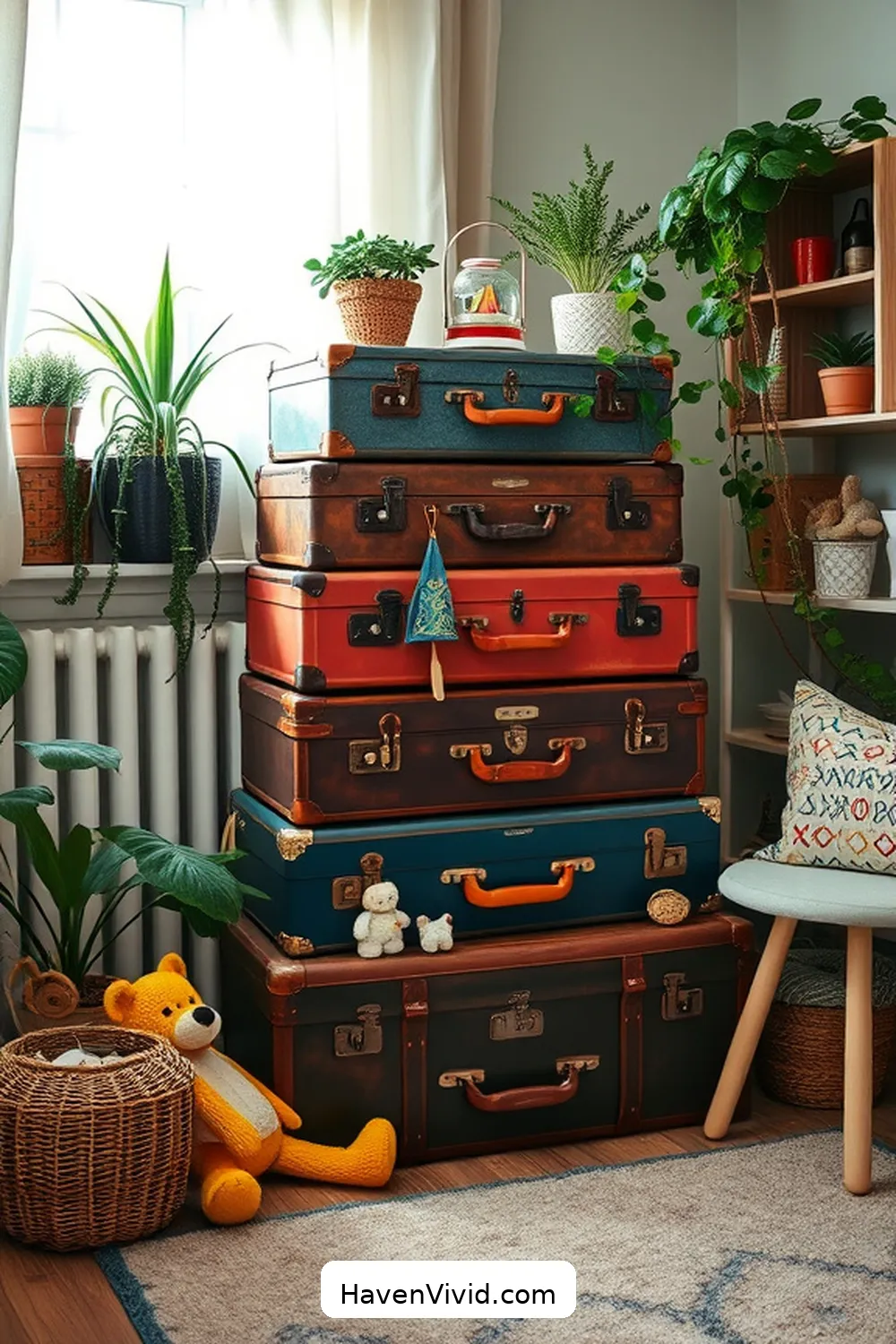 11 Creative Ways for Eco-Friendly Living in Your Nursery Using Reclaimed Materials 4 Transform Vintage Suitcases Into Storage Solutions for 11 Creative Ways for Eco-Friendly Living in Your Nursery Using Reclaimed Materials