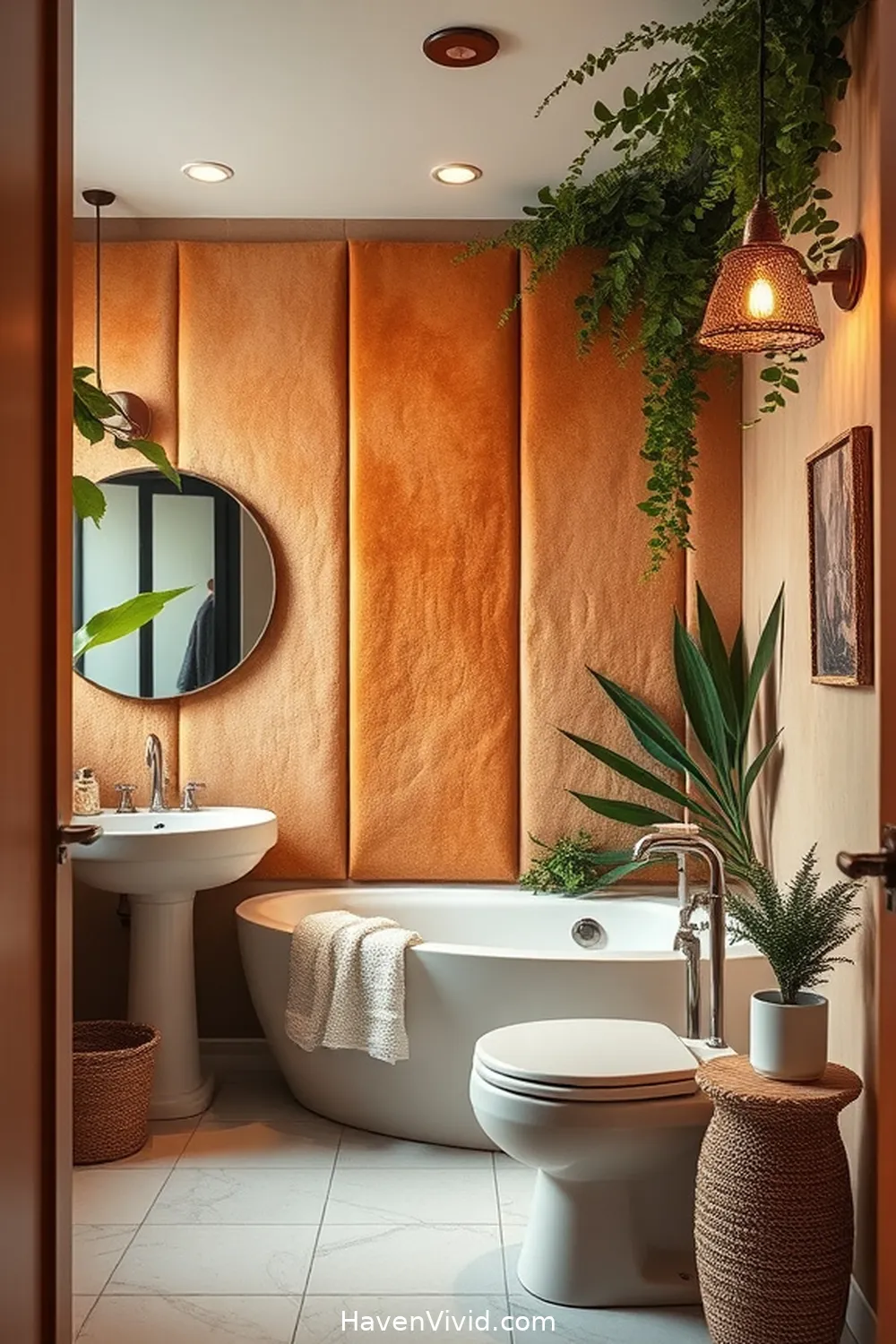 Soft Fabric Wall Panels for a Cozy Feel for 11 Creative Ways for Family-Friendly Living in the Bathroom Using Upcycled Fabric