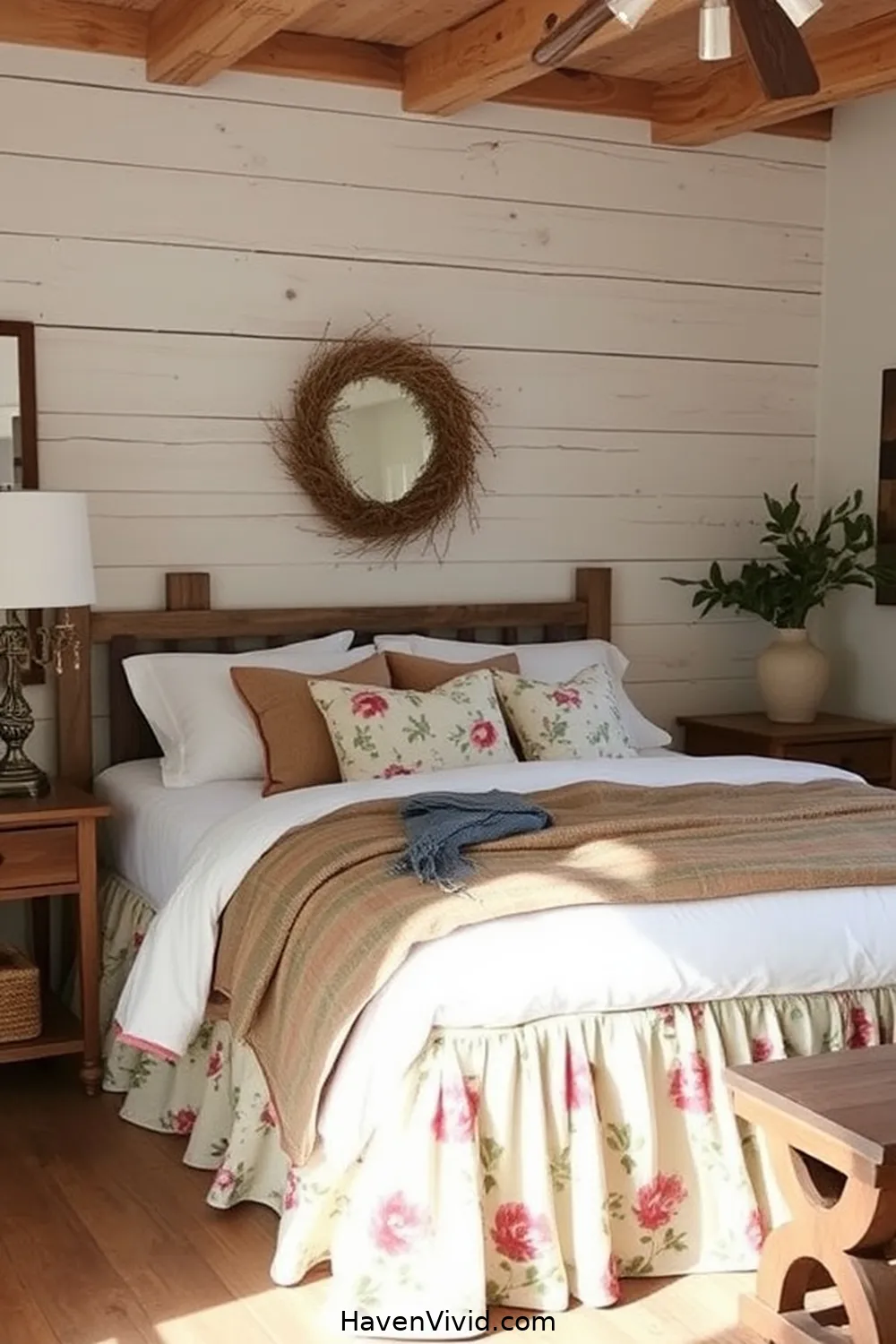 11 Ways to Achieve Farmhouse Living in Your Bedroom Using Upcycled Fabric 9 DIY Fabric Bed Skirt for 11 Ways to Achieve Farmhouse Living in Your Bedroom Using Upcycled Fabric