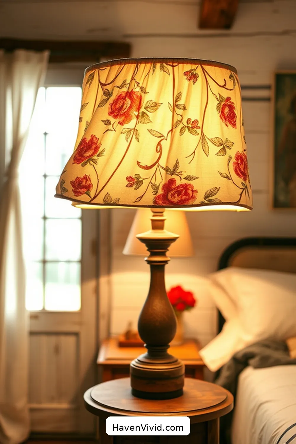 11 Ways to Achieve Farmhouse Living in Your Bedroom Using Upcycled Fabric 8 Fabric-Covered Lampshades for 11 Ways to Achieve Farmhouse Living in Your Bedroom Using Upcycled Fabric