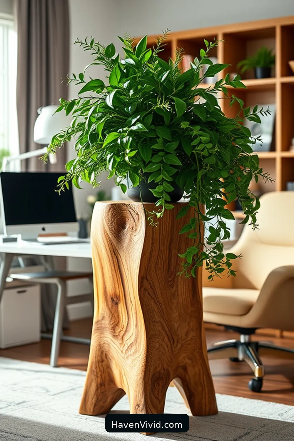 11 Ways to Achieve Glamorous Home Office Lifestyle Using Recycled Wood 9 Construct a Custom Wood Plant Stand for 11 Ways to Achieve Glamorous Home Office Lifestyle Using Recycled Wood