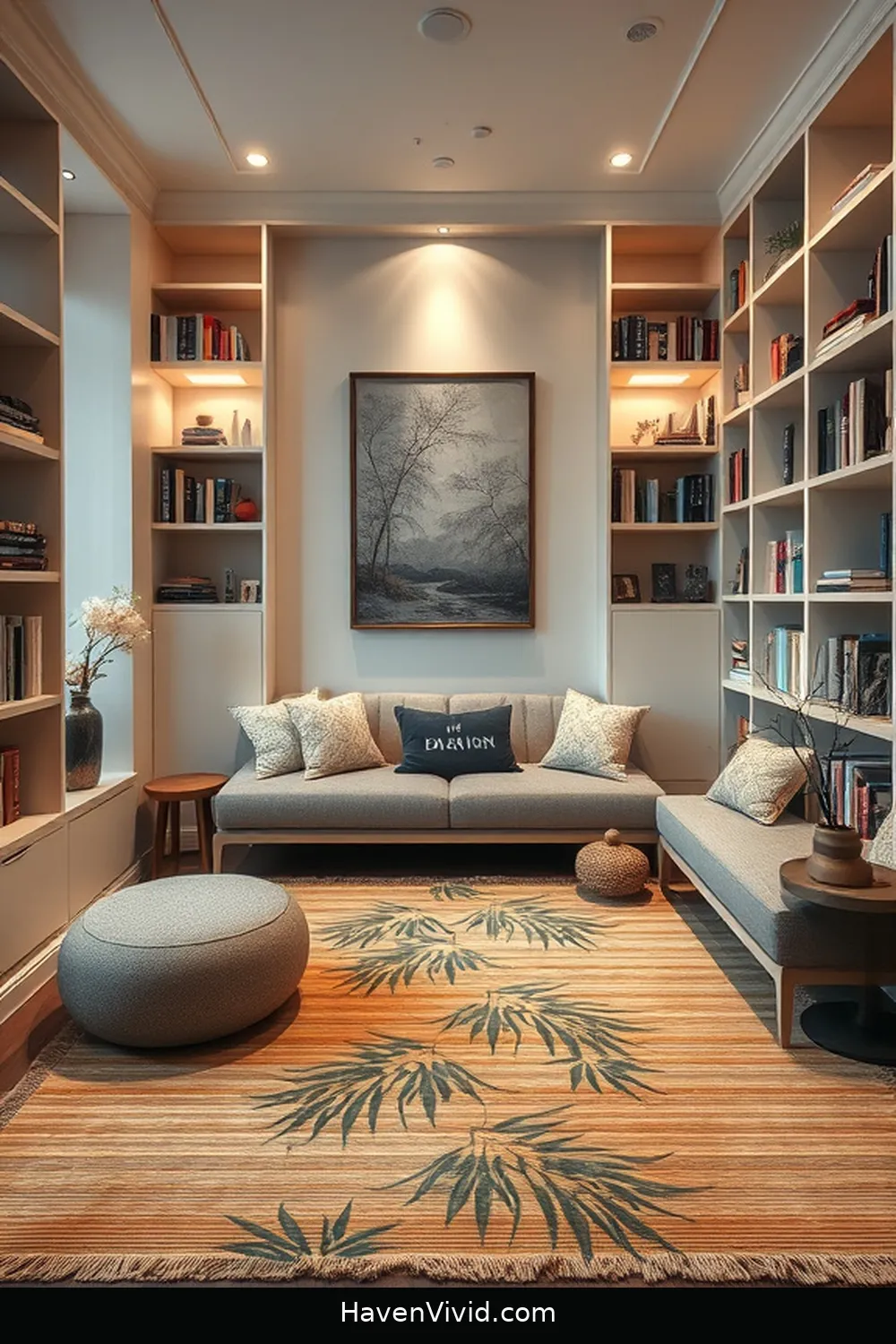 11 Ways to Create a Glamorous Library Using Bamboo Decor 6 Choose Bamboo Rugs to Define Your Reading Space for 11 Ways to Create a Glamorous Library Using Bamboo Decor