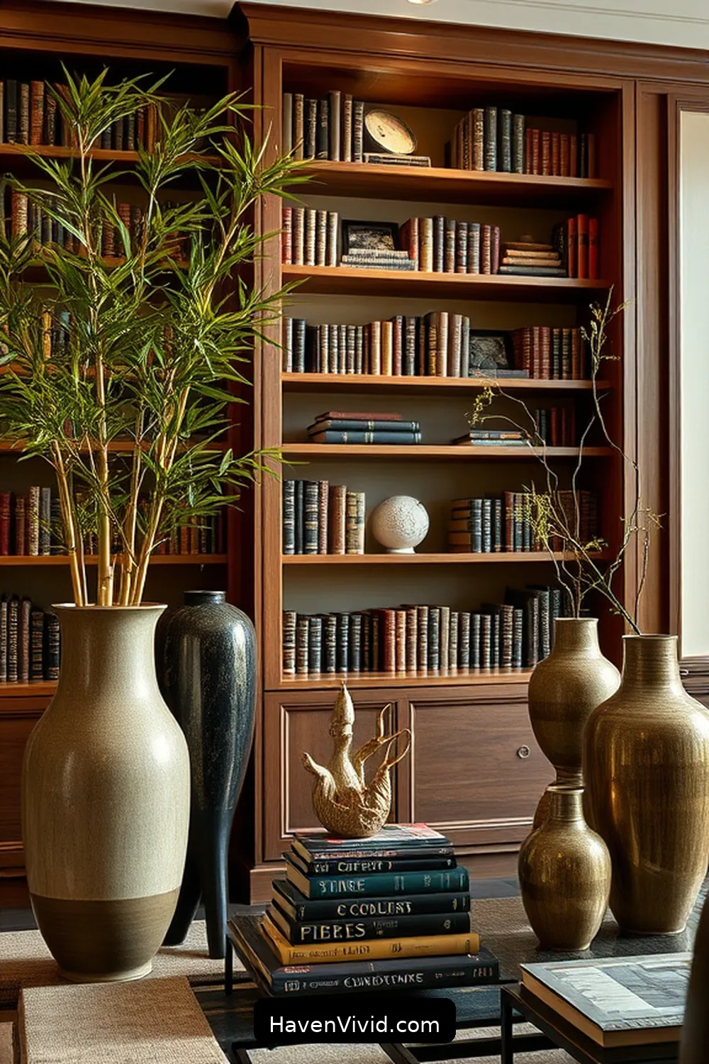11 Ways to Create a Glamorous Library Using Bamboo Decor 7 Create Bamboo Accents With Decorative Objects for 11 Ways to Create a Glamorous Library Using Bamboo Decor