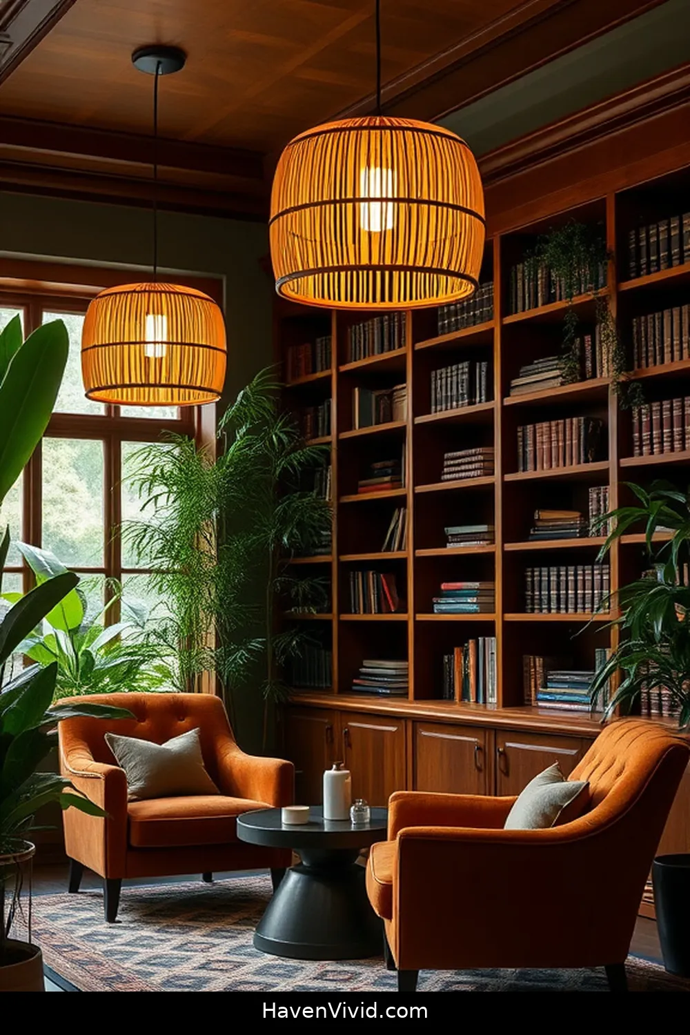 11 Ways to Create a Glamorous Library Using Bamboo Decor 5 Install Bamboo Lighting Fixtures for a Warm Glow for 11 Ways to Create a Glamorous Library Using Bamboo Decor