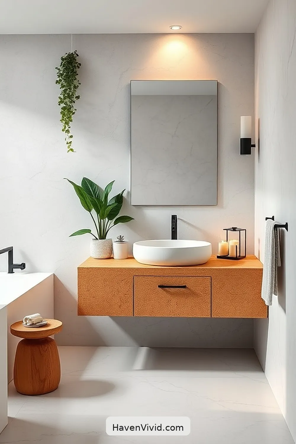 11 Ways to Embrace a Minimalist Lifestyle in Your Bathroom Using Cork 7 Cork Floating Vanities for a Modern Look for 11 Ways to Embrace a Minimalist Lifestyle in Your Bathroom Using Cork