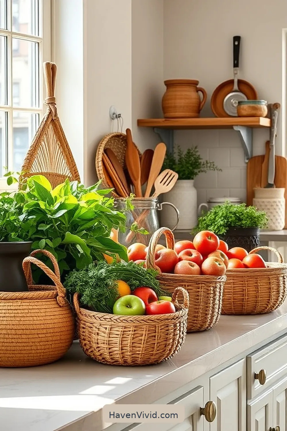 11 Ways to Use Natural Fibers in Your Farmhouse Kitchen 4 Add Natural Fiber Baskets for Storage for 11 Ways to Use Natural Fibers in Your Farmhouse Kitchen