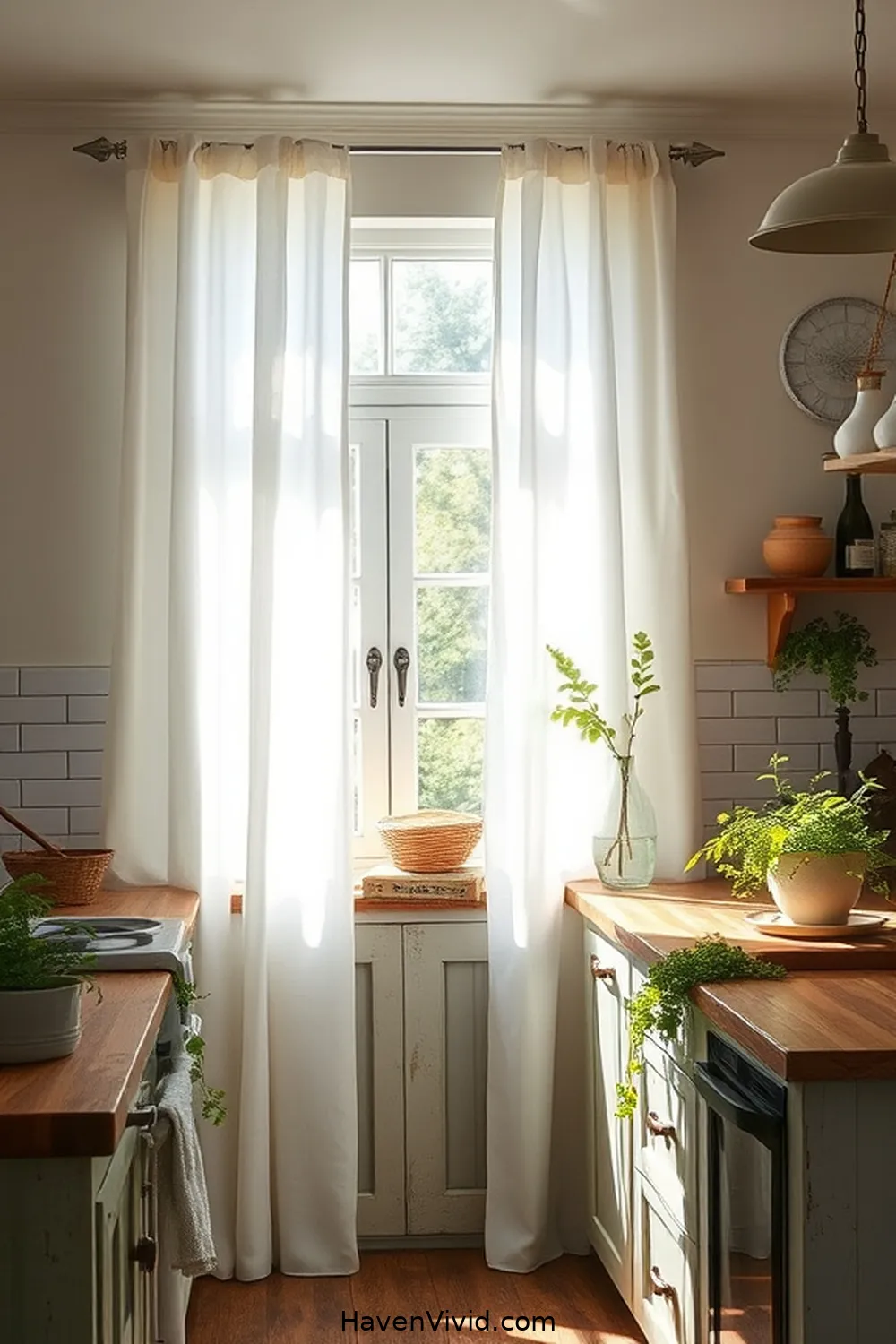 11 Ways to Use Natural Fibers in Your Farmhouse Kitchen 8 Decorate With Cotton Curtains for Softness for 11 Ways to Use Natural Fibers in Your Farmhouse Kitchen