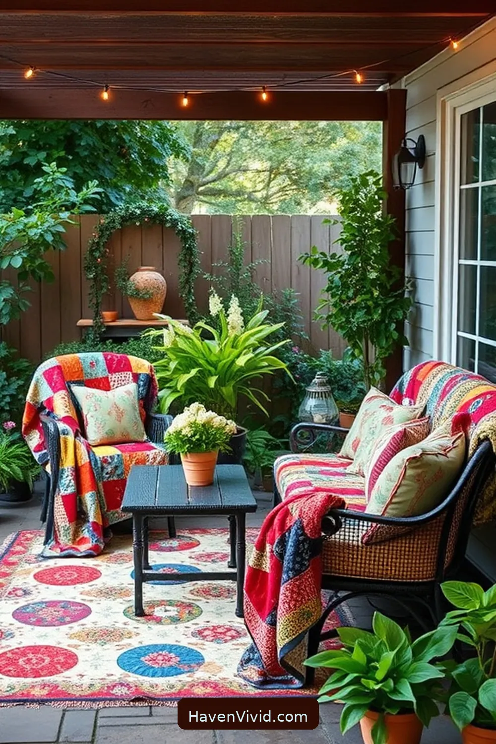 12 Chic Ways for a Glamorous Outdoor Patio Lifestyle Using Upcycled Fabric 5 Cozy Outdoor Blankets Made From Old Quilts for 12 Chic Ways for a Glamorous Outdoor Patio Lifestyle Using Upcycled Fabric