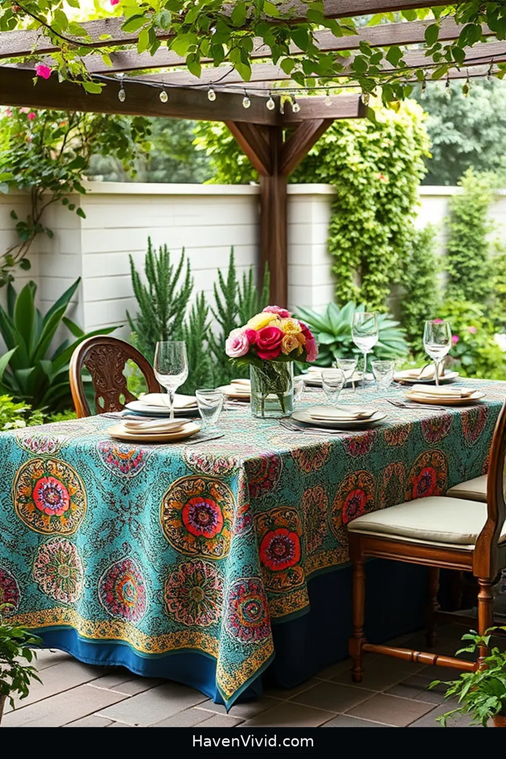12 Chic Ways for a Glamorous Outdoor Patio Lifestyle Using Upcycled Fabric 4 DIY Upcycled Fabric Tablecloths for 12 Chic Ways for a Glamorous Outdoor Patio Lifestyle Using Upcycled Fabric
