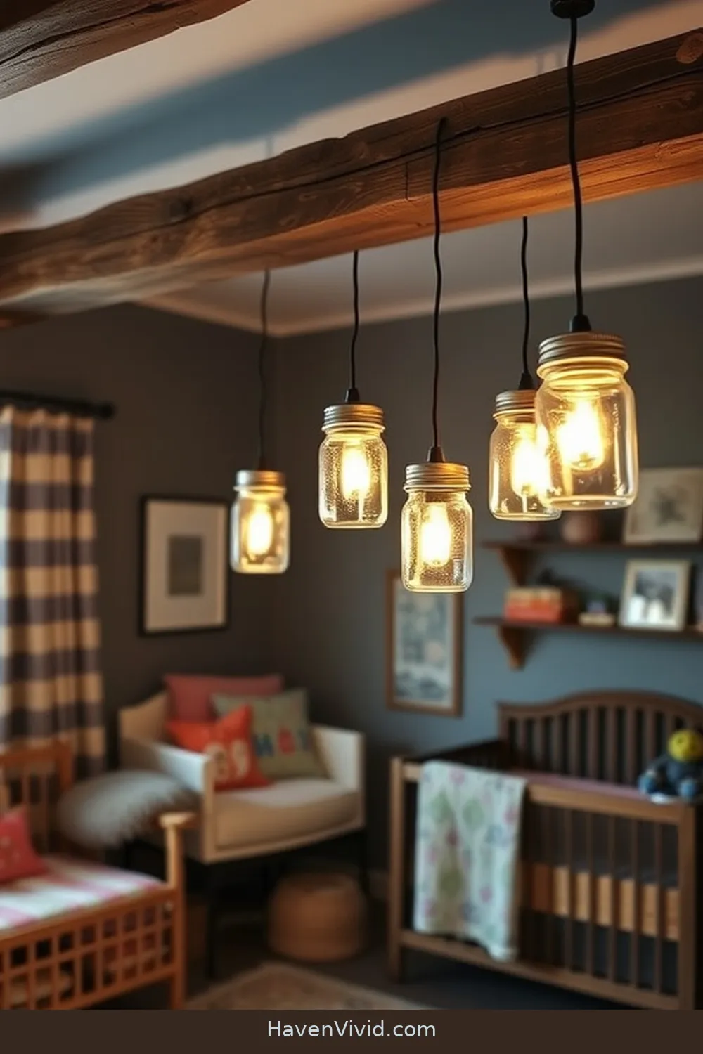 12 Creative Ways to Design Artistic Nursery Spaces Using Reclaimed Materials 9 Eco-Friendly Nursery Lighting With Mason Jars for 12 Creative Ways to Design Artistic Nursery Spaces Using Reclaimed Materials