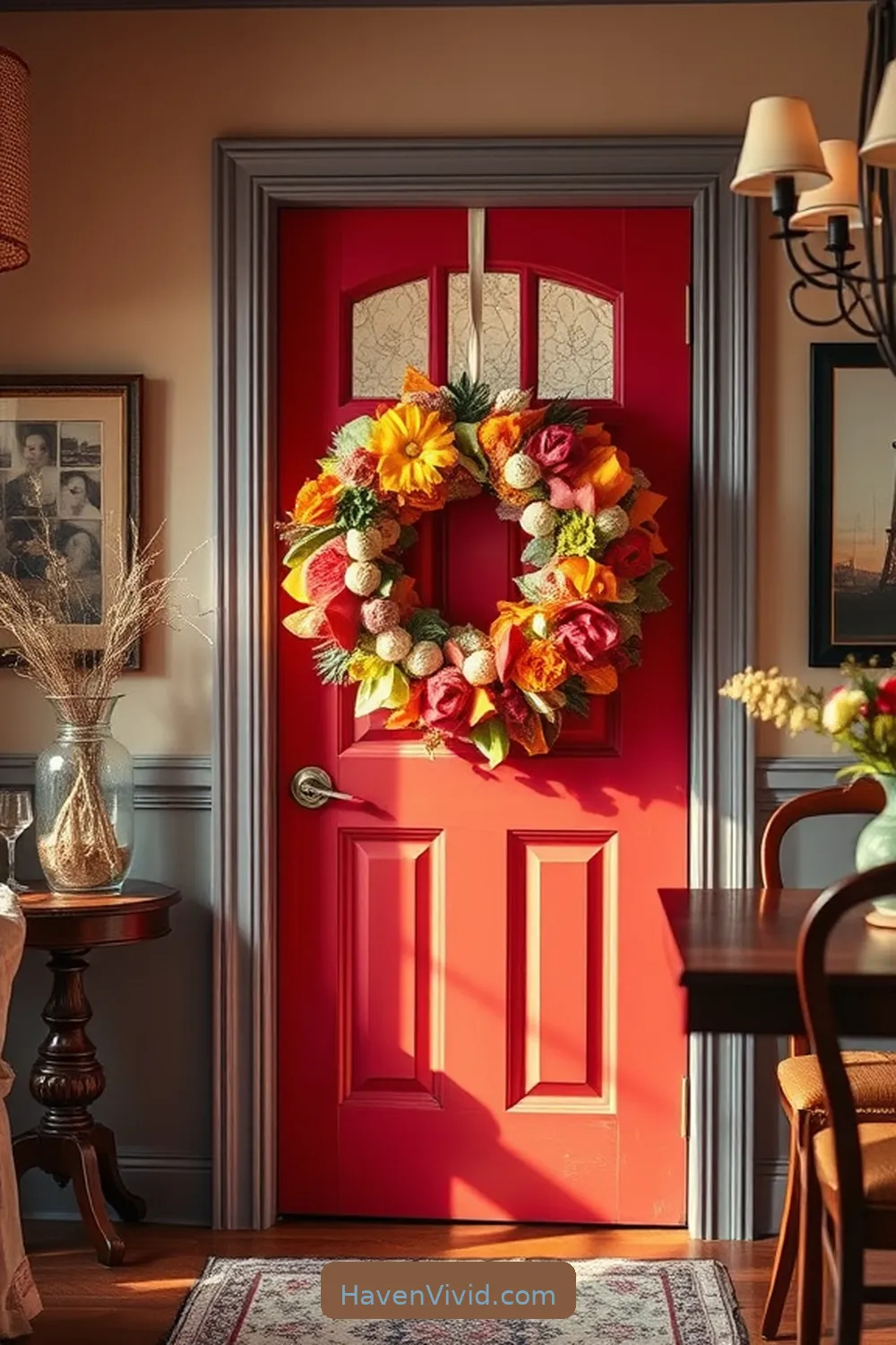 12 Creative Ways to Transform Dining Room Spaces Using Upcycled Fabric 9 Create a Fabric Wreath for the Door for 12 Creative Ways to Transform Dining Room Spaces Using Upcycled Fabric