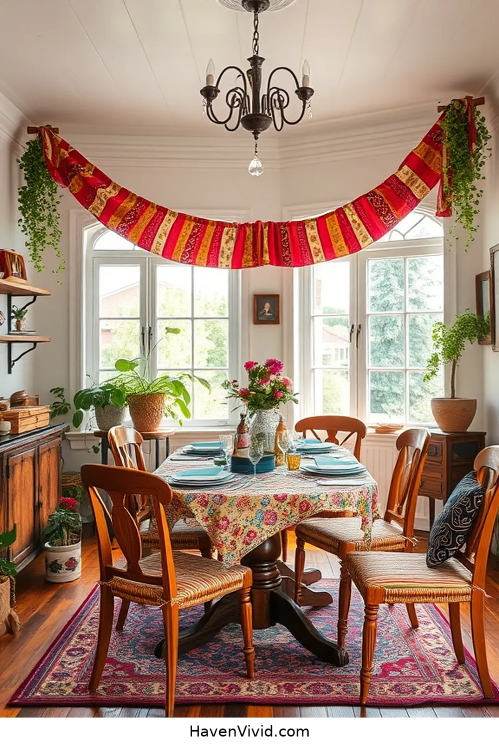 12 Creative Ways to Transform Dining Room Spaces Using Upcycled Fabric 10 Make a Fabric Bunting for Decor for 12 Creative Ways to Transform Dining Room Spaces Using Upcycled Fabric