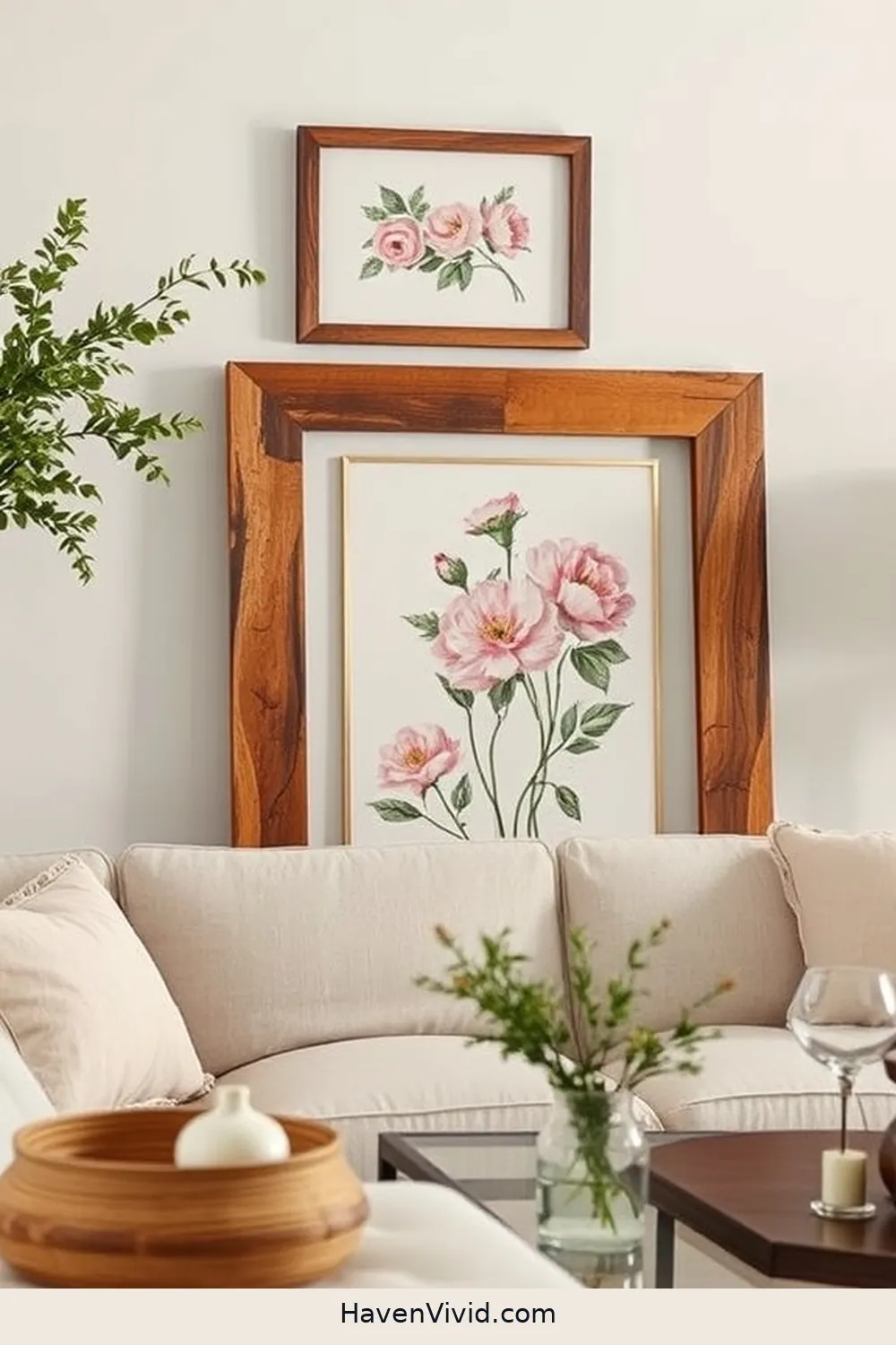12 Ways to Create Farmhouse Charm in a Living Room Using Recycled Wood 5 Handmade Recycled Wood Picture Frames for 12 Ways to Create Farmhouse Charm in a Living Room Using Recycled Wood