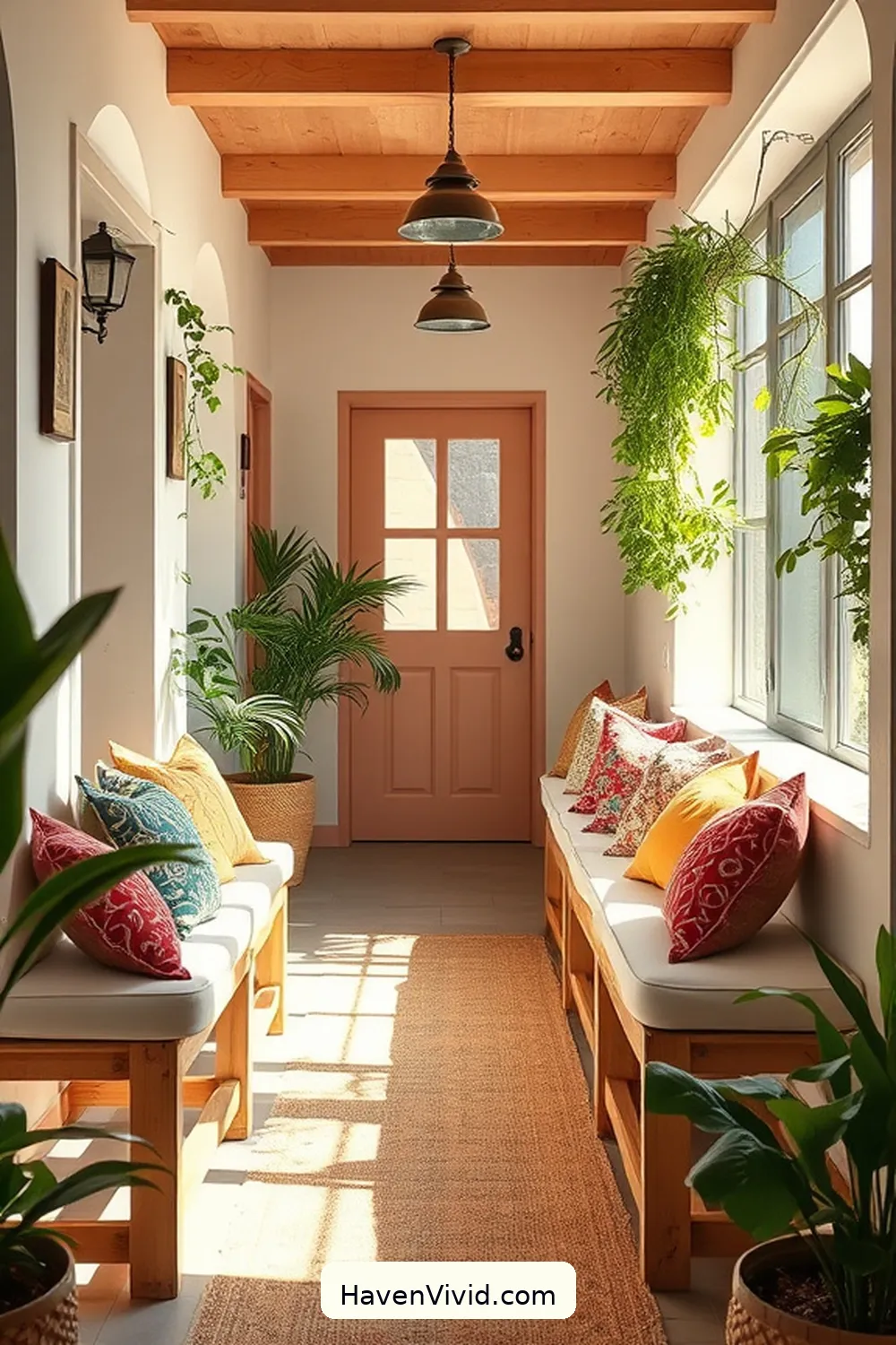 12 Ways to Create a Family-Friendly Hallway Using Organic Cotton 4 Cushioned Organic Cotton Benches for Seating for 12 Ways to Create a Family-Friendly Hallway Using Organic Cotton