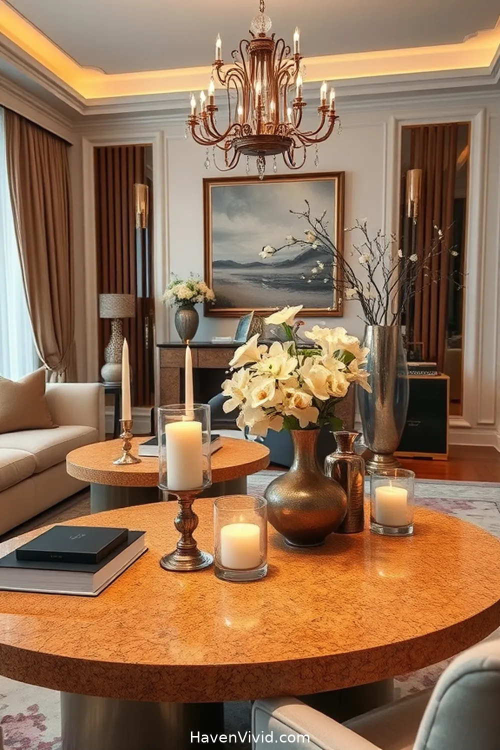 Sophisticated Cork Tabletops for 12 Ways to Create a Glamorous Lifestyle in Your Living Room Using Cork Decor