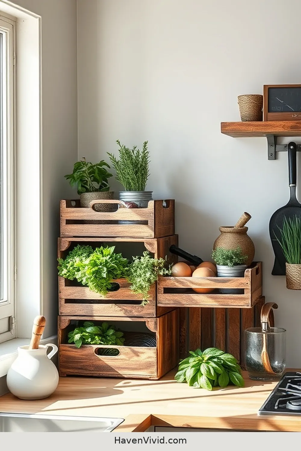 12 Ways to Embrace Minimalist Lifestyle in Your Kitchen Using Recycled Wood 11 Vintage Wooden Crates for Storage for 12 Ways to Embrace Minimalist Lifestyle in Your Kitchen Using Recycled Wood