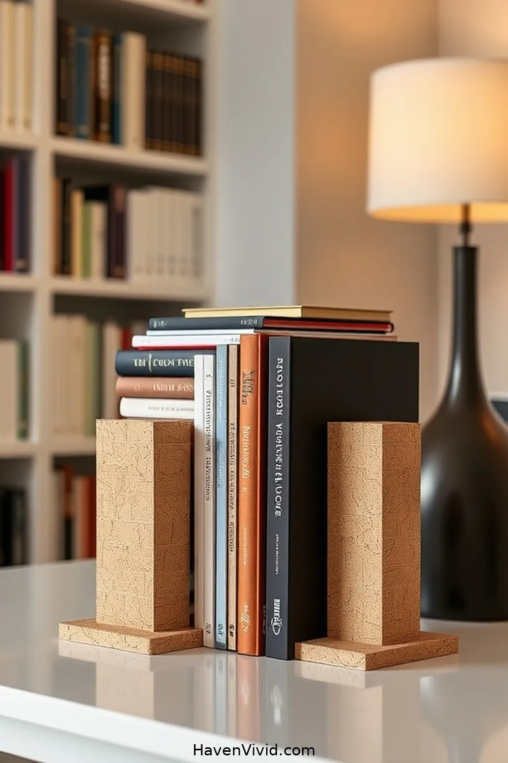 12 Ways to Embrace Minimalist Lifestyle in Your Library Using Cork Design 2 Utilize Cork Bookends for a Clean Look for 12 Ways to Embrace Minimalist Lifestyle in Your Library Using Cork Design