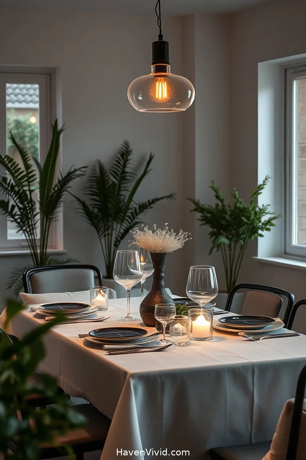 12 Ways to Embrace a Minimalist Lifestyle in Your Dining Room Using Solar-Powered Lights 6 Opt for Simple Table Settings for 12 Ways to Embrace a Minimalist Lifestyle in Your Dining Room Using Solar-Powered Lights