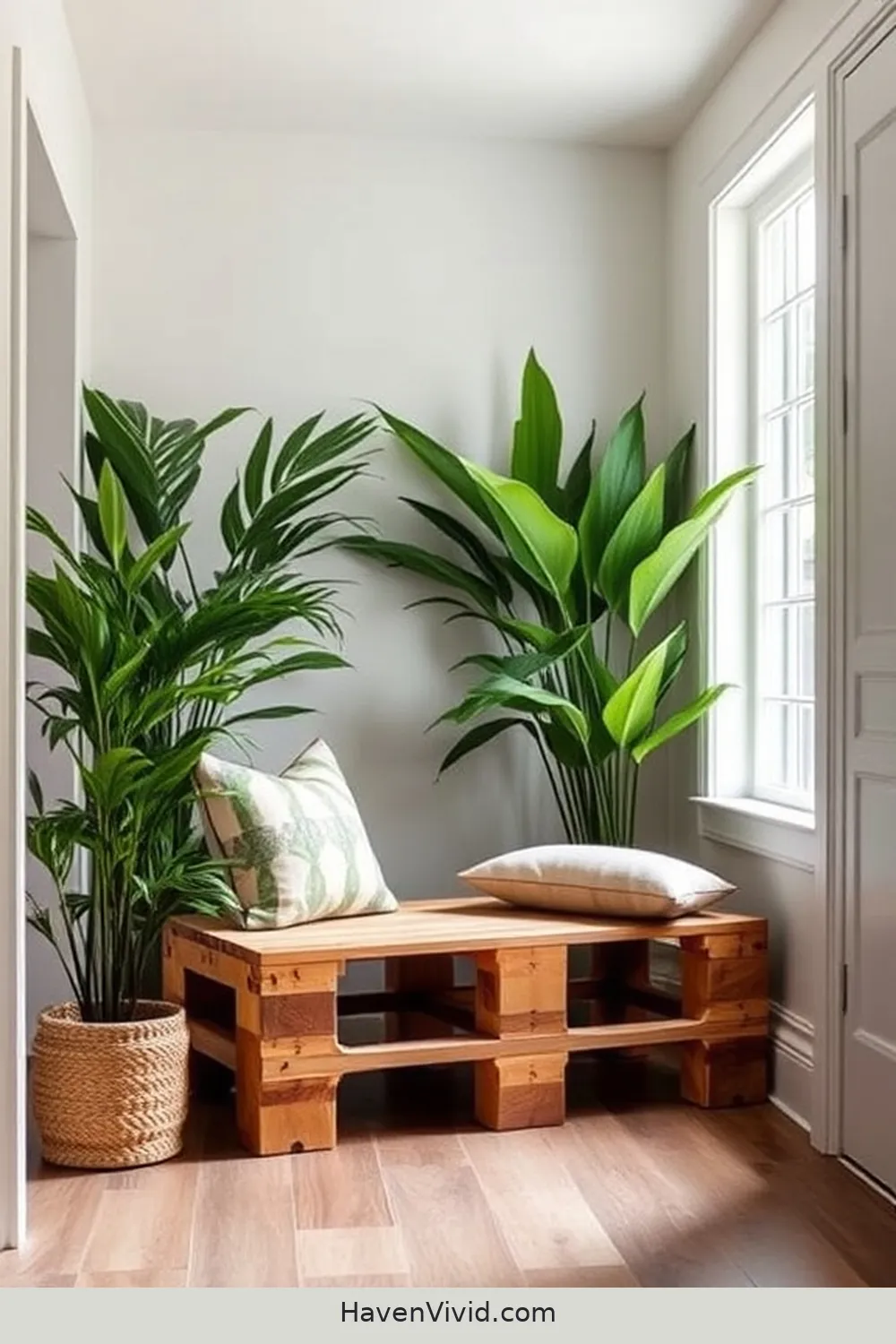 12 Ways to Embrace a Minimalist Lifestyle in the Hallway Using Reclaimed Materials 8 DIY Pallet Bench for 12 Ways to Embrace a Minimalist Lifestyle in the Hallway Using Reclaimed Materials