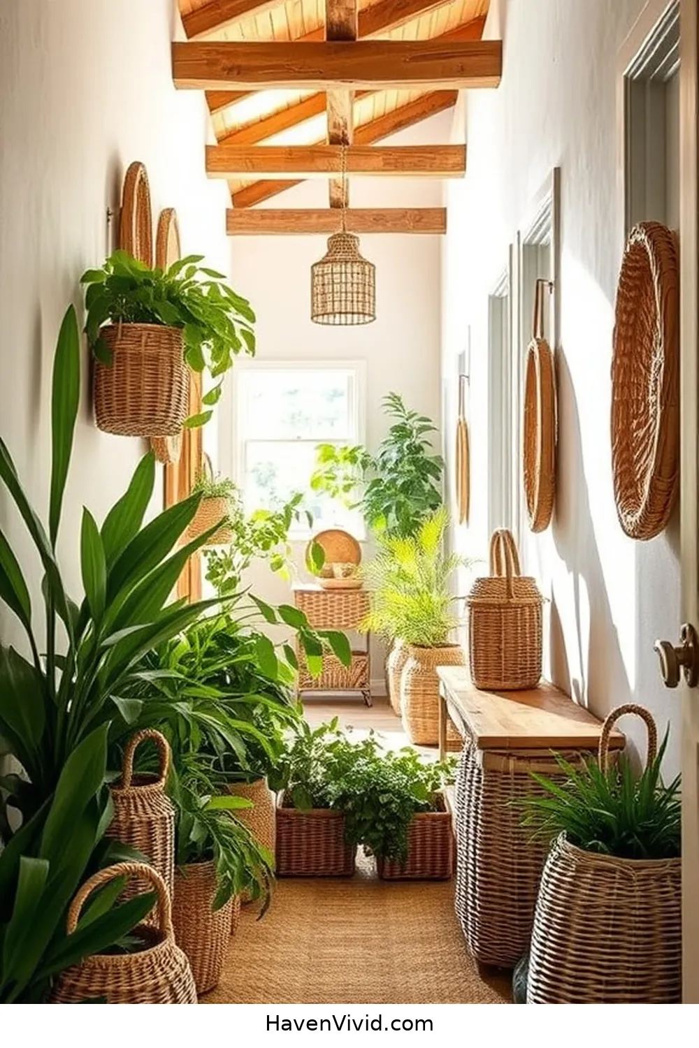 12 Ways to Enhance Farmhouse Living in Your Hallway Using Natural Fibers 3 Add Wicker Baskets for Storage for 12 Ways to Enhance Farmhouse Living in Your Hallway Using Natural Fibers