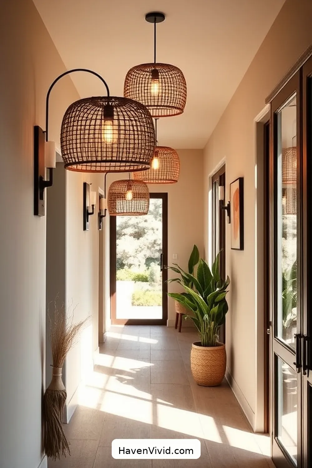 12 Ways to Enhance Farmhouse Living in Your Hallway Using Natural Fibers 5 Choose Rattan Lighting Fixtures for 12 Ways to Enhance Farmhouse Living in Your Hallway Using Natural Fibers