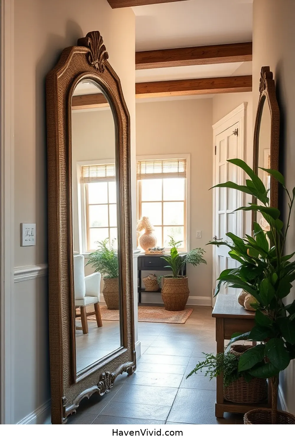 12 Ways to Enhance Farmhouse Living in Your Hallway Using Natural Fibers 6 Frame Mirrors With Burlap for 12 Ways to Enhance Farmhouse Living in Your Hallway Using Natural Fibers