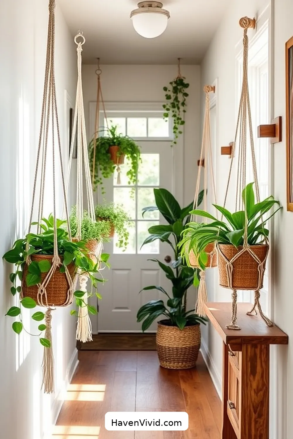 12 Ways to Enhance Farmhouse Living in Your Hallway Using Natural Fibers 8 Hang MacramΓ© Planters for 12 Ways to Enhance Farmhouse Living in Your Hallway Using Natural Fibers