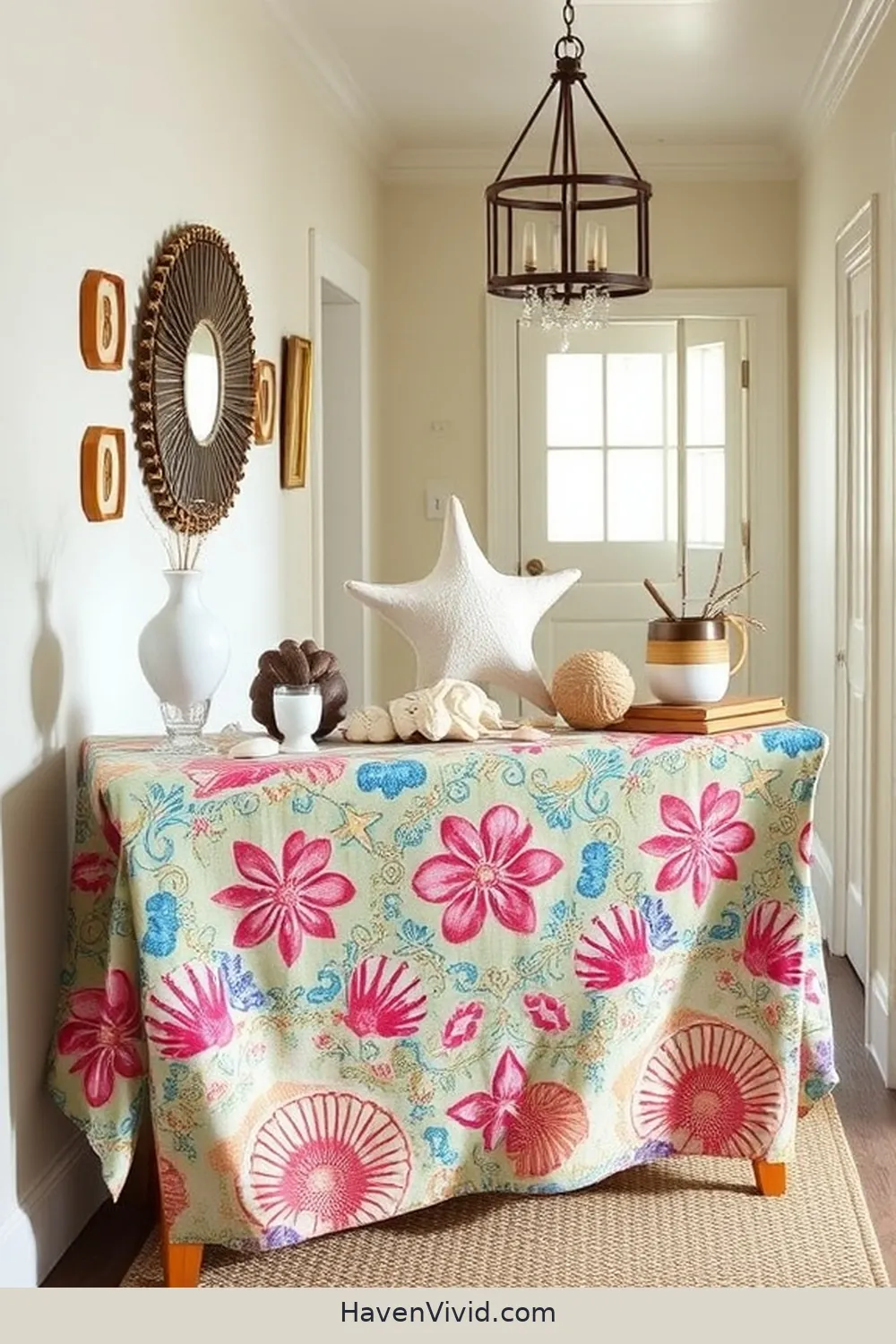 13 Creative Ways for Coastal Living in Your Hallway Using Upcycled Fabric 5 Beachy Fabric-Topped Console Tables for 13 Creative Ways for Coastal Living in Your Hallway Using Upcycled Fabric