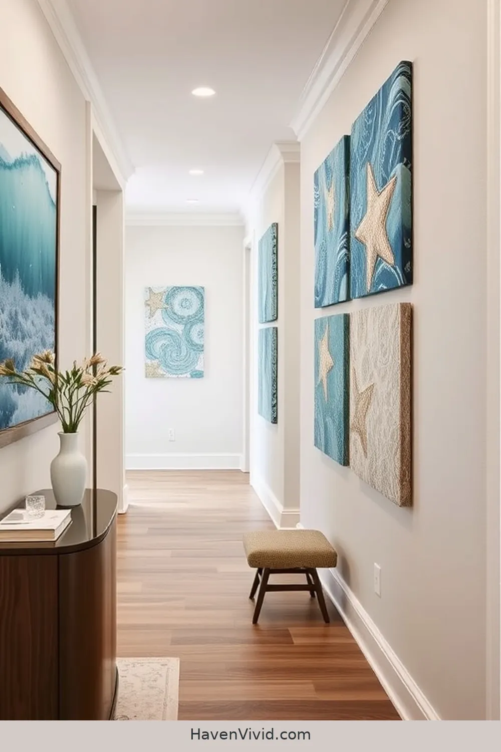 13 Creative Ways for Coastal Living in Your Hallway Using Upcycled Fabric 2 Coastal-Inspired Fabric Wall Art for 13 Creative Ways for Coastal Living in Your Hallway Using Upcycled Fabric