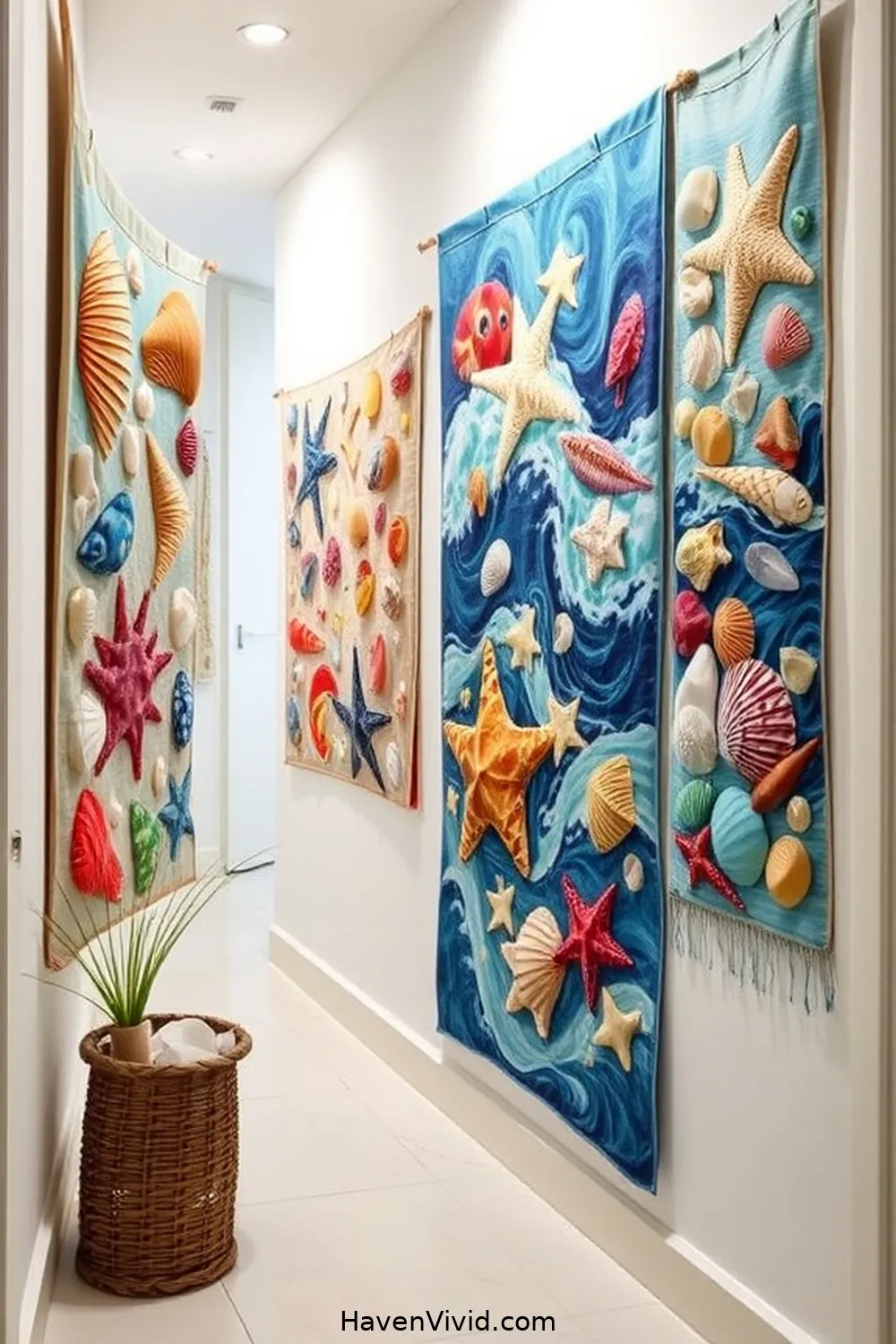 13 Creative Ways for Coastal Living in Your Hallway Using Upcycled Fabric 9 Coastal-Themed Fabric Wall Hangings for 13 Creative Ways for Coastal Living in Your Hallway Using Upcycled Fabric